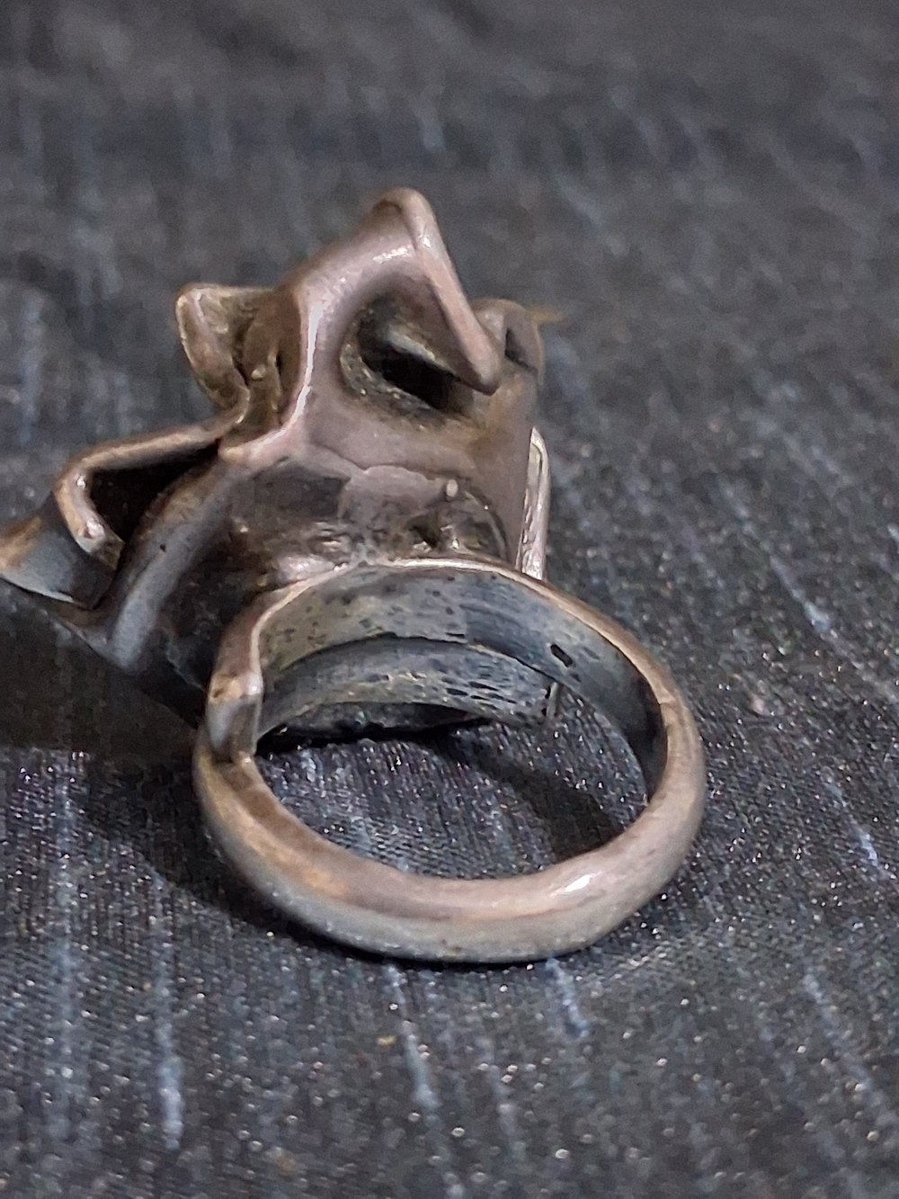 Handcrafted Silver Flower Ring with Orange Carnelian Stone Georg Jensen Style - Picture 4 of 8